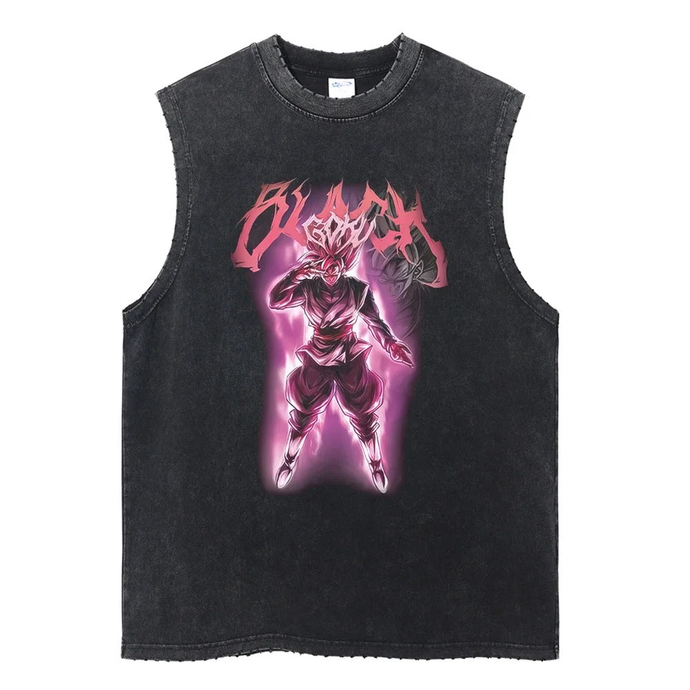 Dragon Ball Super Black Goku Rose Vintage Washed Tank Top