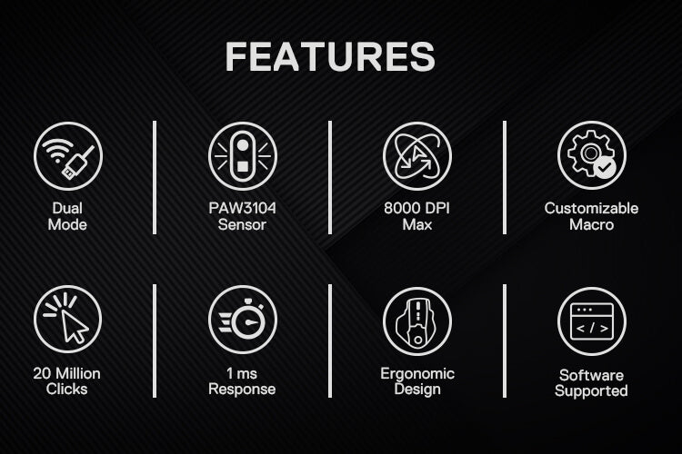 8000 DPI Wired/Wireless Gamer Mouse w/ Rapid Fire Key