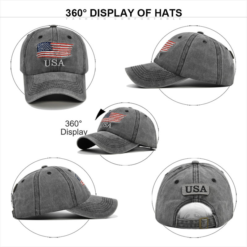 Unisex Independence Day Distressed Embroidered American Flag Baseball Cap - image 11
