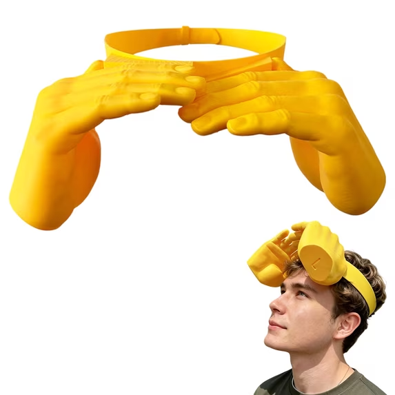 Funny Hand Shaped Sun Visor Hat, Novelty Palm Design Summer Sunshade Cap - Yellow - image 1