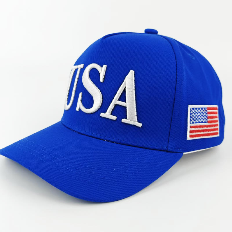 Unisex Independence Day Embroidered Usa Flag Baseball Cap - Blue - 54-60cm - image 5
