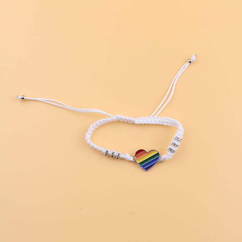 2 Card-mounted Rainbow Color Stitching Hand-woven Adjustable Couple Bracelet Set - image 9