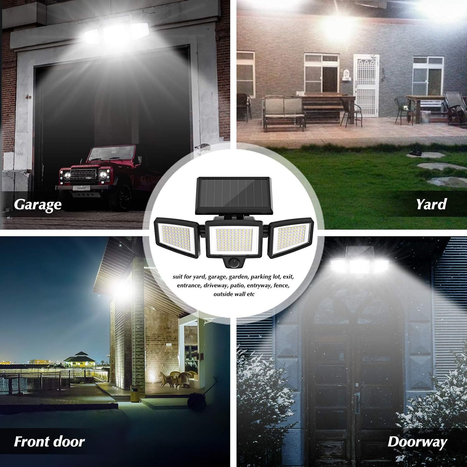 Solar Outdoor Lights ,3 Heads Dimmable SpotLights with 3 Modes,IP65 Waterproof - image 5