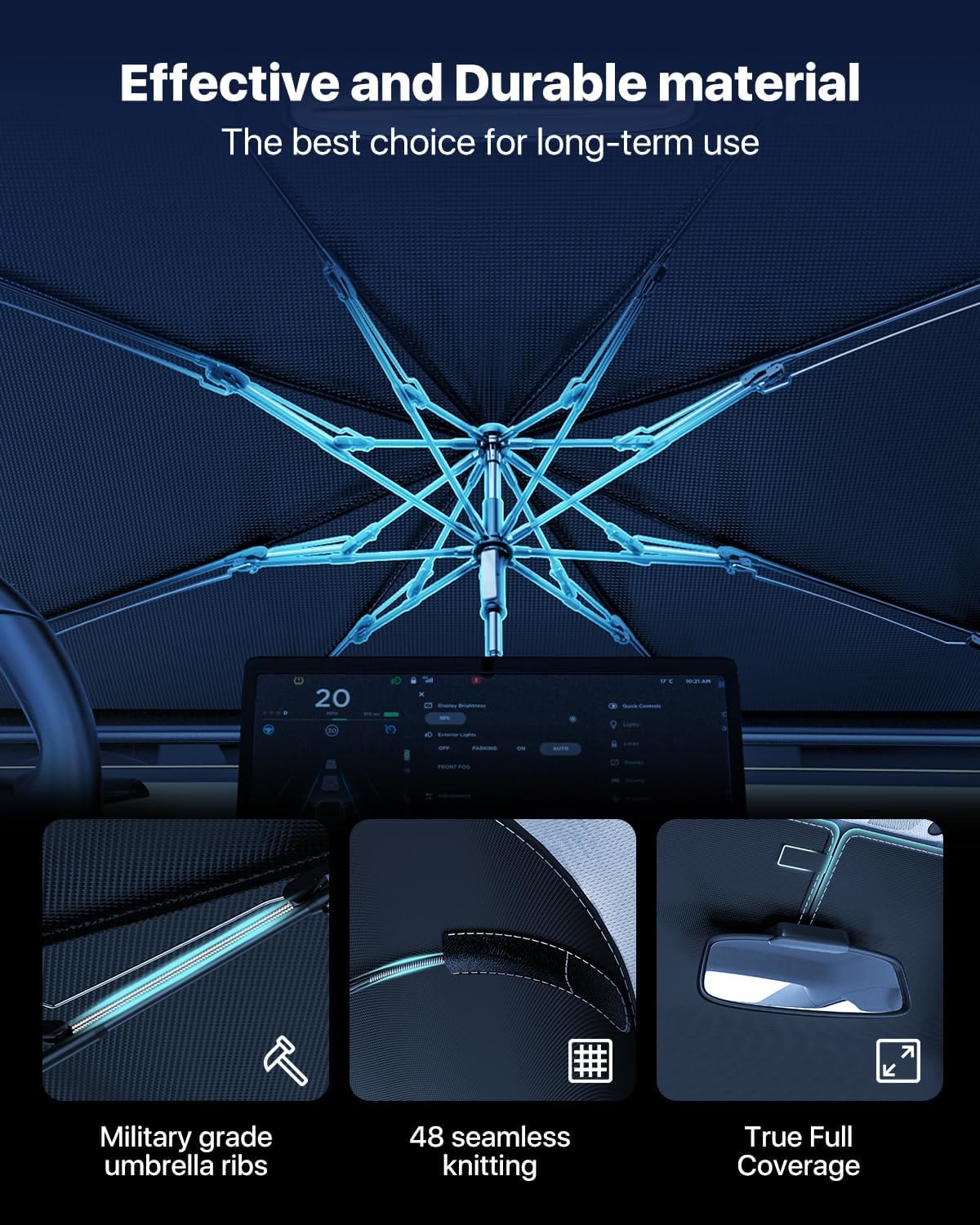 Car Windshield Sun Shade Umbrella, Nano Ice-Crystal Coating, Heat Protection - image 6