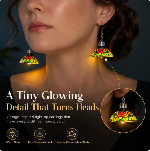 Mini Chandelier Light Earrings – Vintage Lampshade Style Dangle Earrings for Women - Silver - image 3