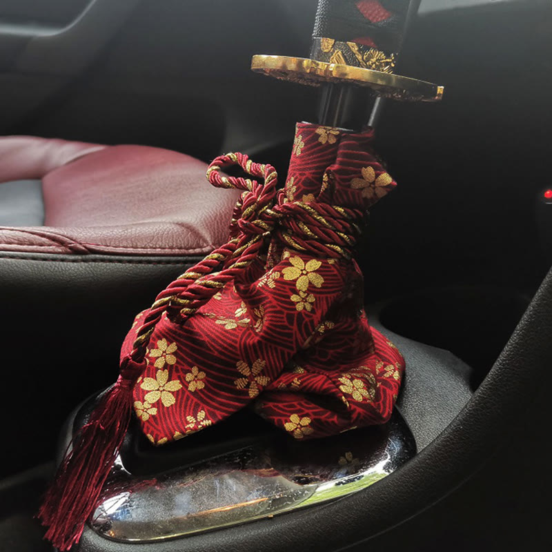 Japanese Kiomono Pattern Hot Stamping Manual Transmission Car Accessories - red Sakura - 20*22cm - image 9