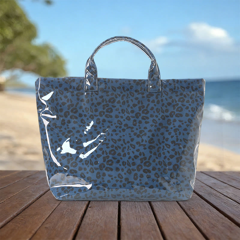Beach Vacation Color-block Striped Leopard Waterproof Tote Bag - Dark Blue - 44*31*12.5cm - image 14