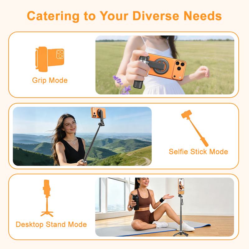 2026 Upgrated 5-in-1 Magnetic Selfie Stick With Remote For Cell Phone 360° Rotation - image 7
