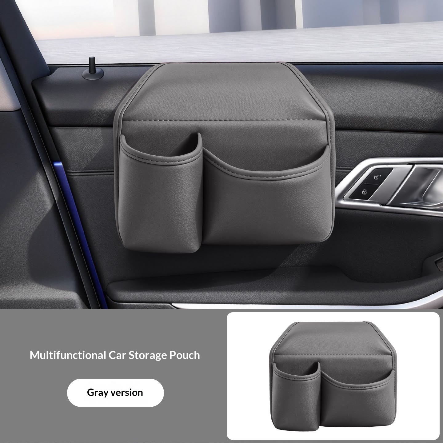 Car Door Storage Organizer – Multi-Pocket Holder for Phone, Cups & Essentials - Grey - 21*19cm - image 10