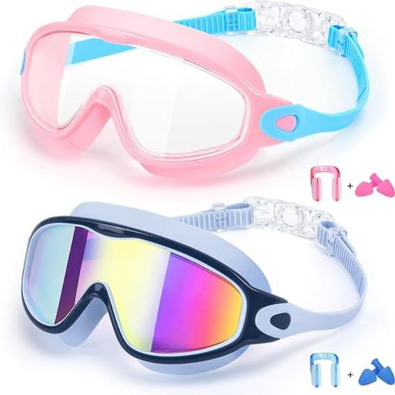 2 Pack Kids Swim Goggles For 3-15 Uv Protection Anti-fog High Definition Waterproof  - E - image 13
