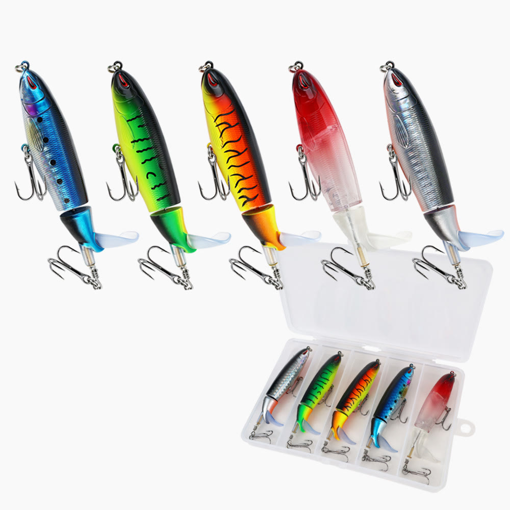 5PCS Topwater Propeller Tail Swimbait Lures, Hard Jointed Realistic Fish Baits  - image 4