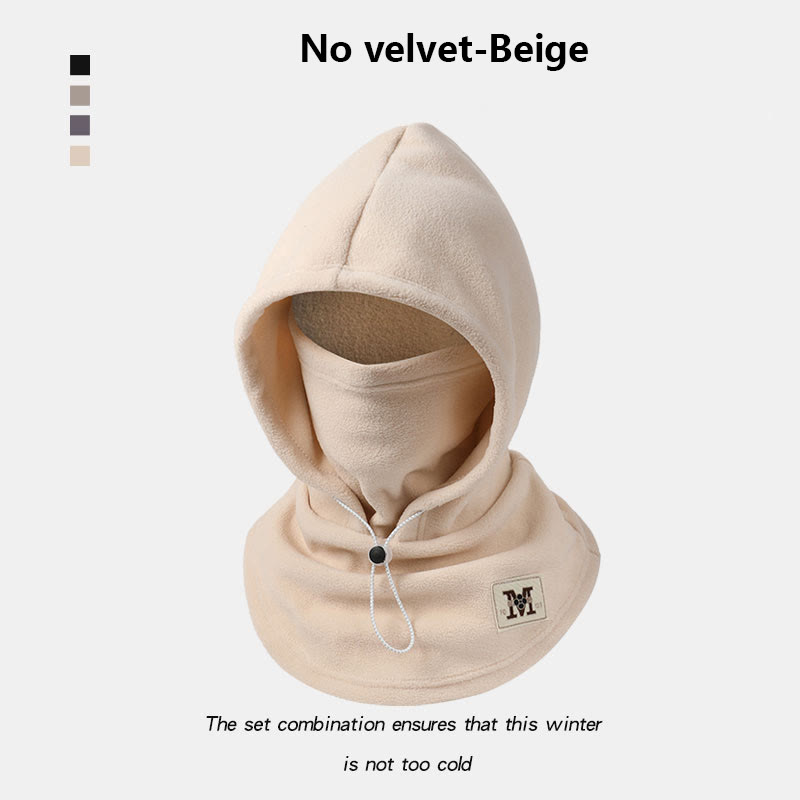 3-in-1 One-piece warm mask hat, Windproof Hat with Face Neck Ear Cover for outdoor Cycling - Beige - No velvet - image 12