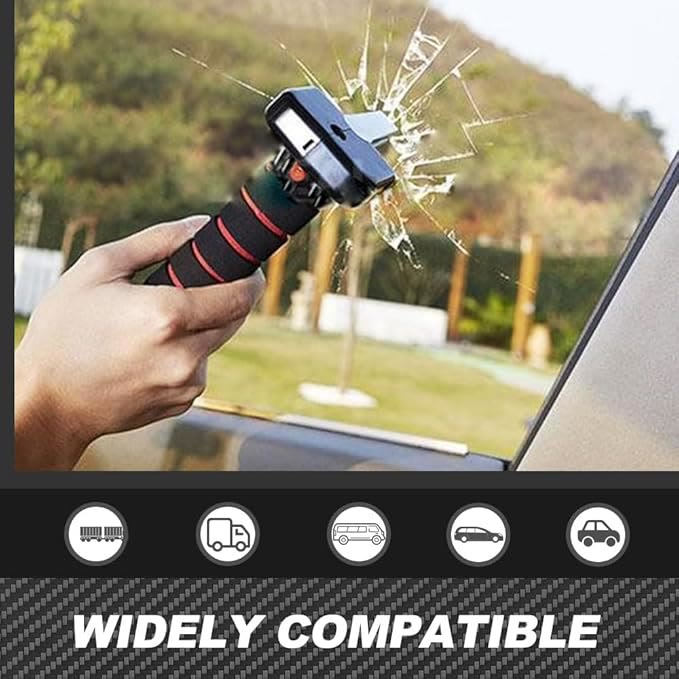 Portable Car Door Assist Handle for Elderly - Auto Support Grab Bar with Emergency Hammer - Red - image 6