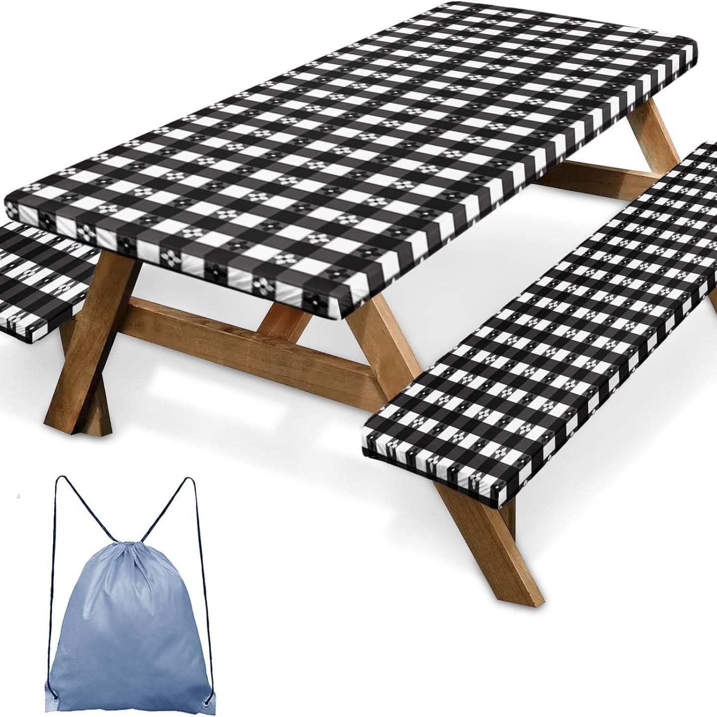 Outdoor Waterproof Tablecloth & Bench Cover Set , Elastic Washable with Carry Bag - 3 - 76*183 cm - image 10