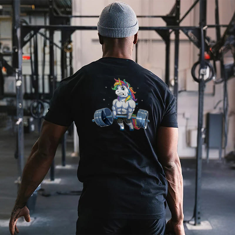 Muscle Unicorn Printed Men's T-shirt - Black - 2XL - image 1