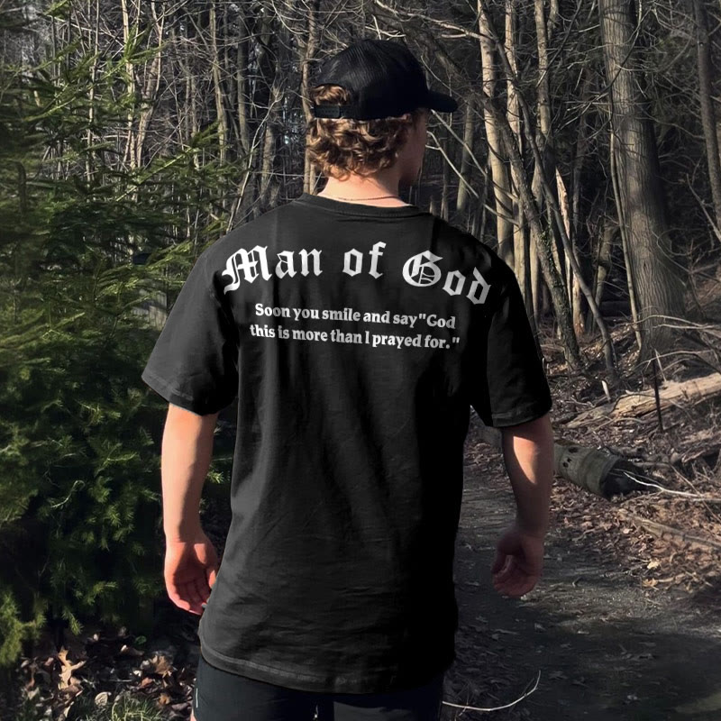 100% Cotton Man Of God Print T-shirt - Black - 2XL - image 2