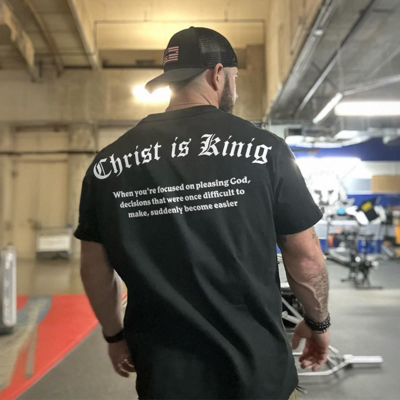 100% Cotton Christ Is King Print T-shirt - Black - 2XL - image 2