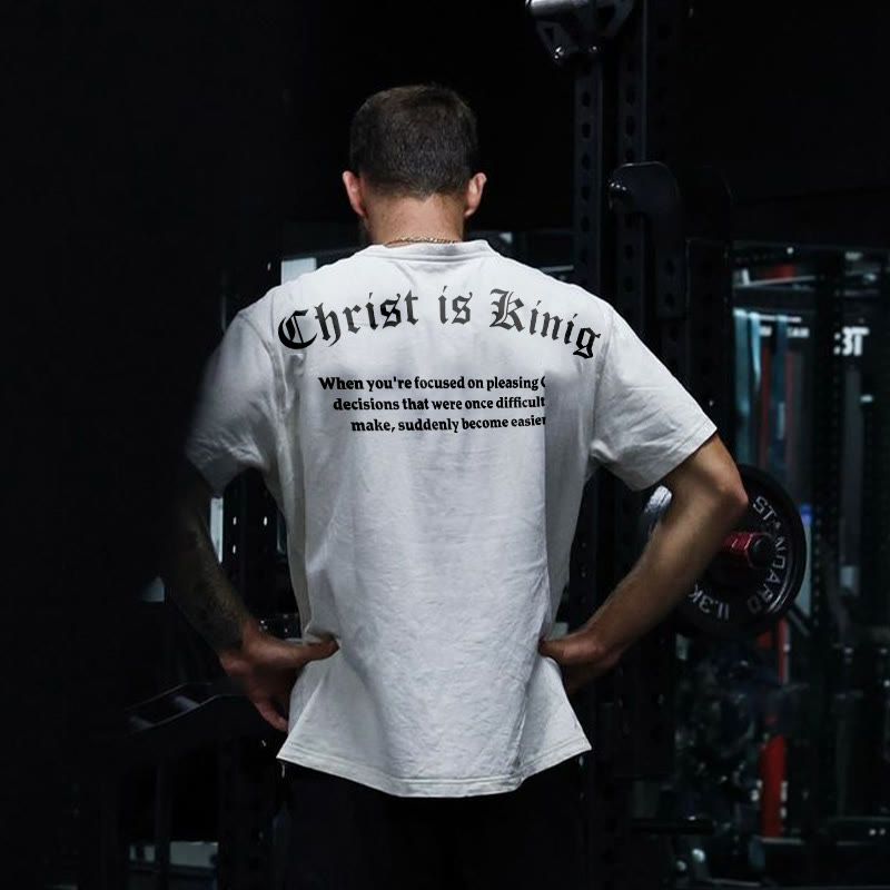 100% Cotton Christ Is King Print T-shirt - White - 2XL - image 1