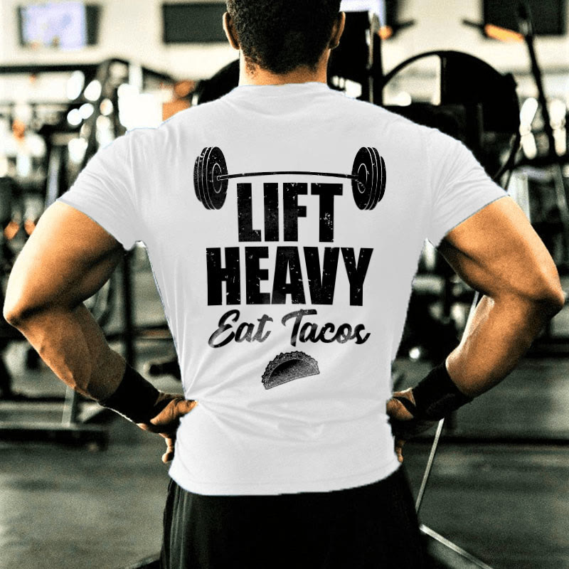 Lift Heavy Eat Tacos Printed T-shirt - White - 2XL - image 1