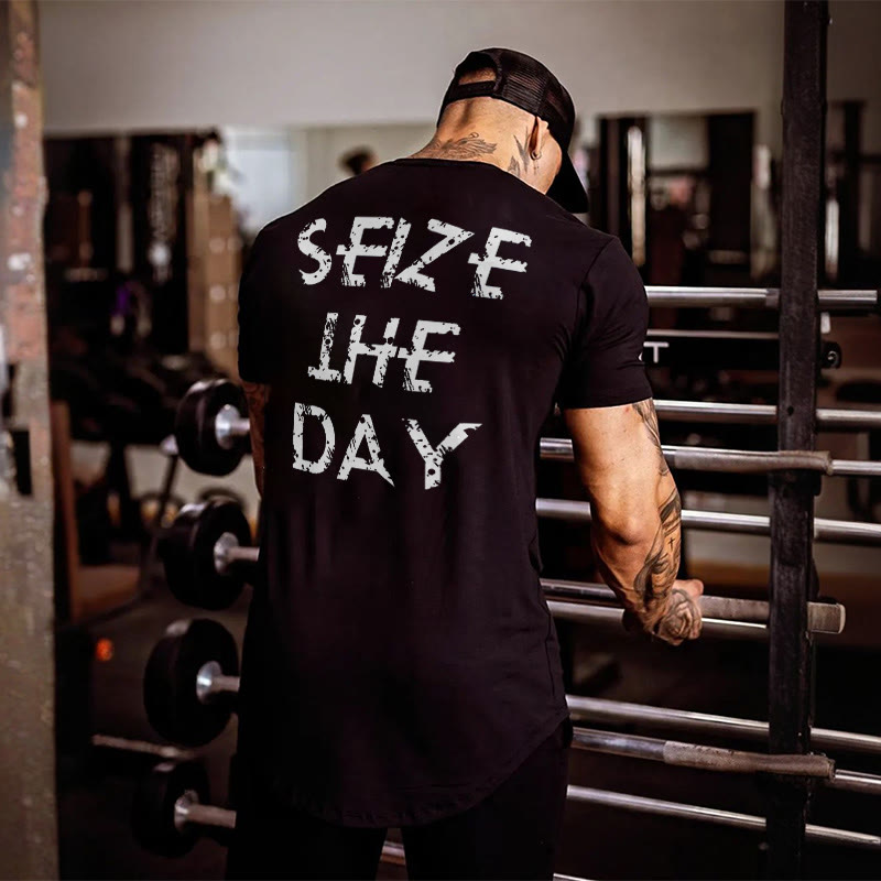 Seize The Day Print T-shirt - Black - 2XL - image 1