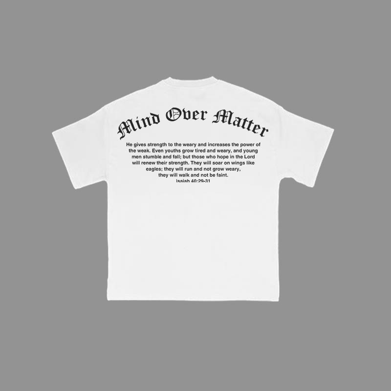 100% Cotton Mind Over Matter Isaiah 40:29-31 Print T-shirt - White - 2XL - image 2