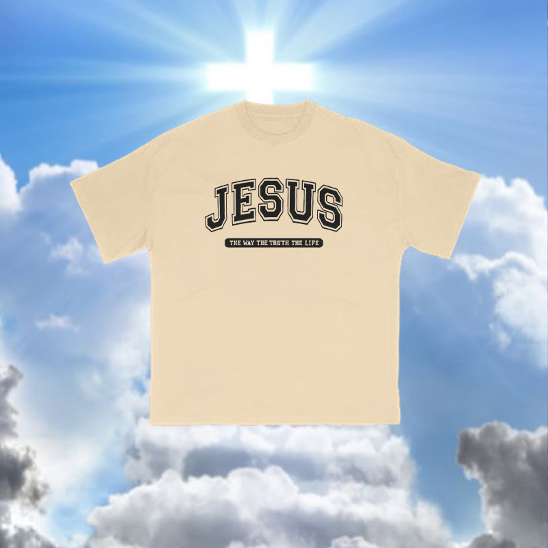 100% Cotton Jesus Is The Way The Truth The Life Print T-shirt - Apricot - 2XL - image 3