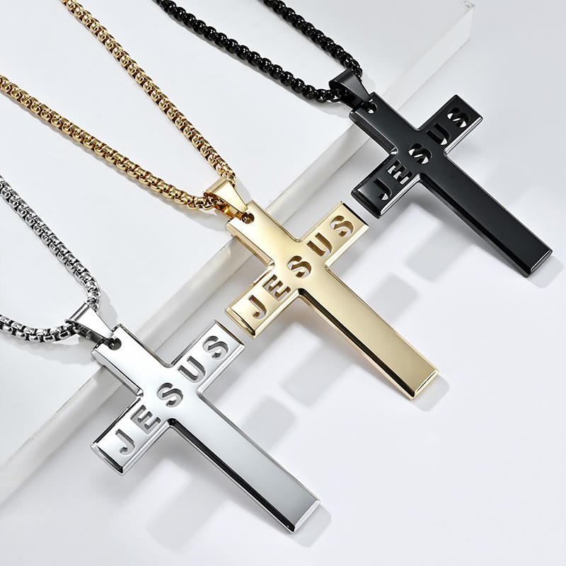 Hollow Jesus Pattern Cross Necklace - image 2