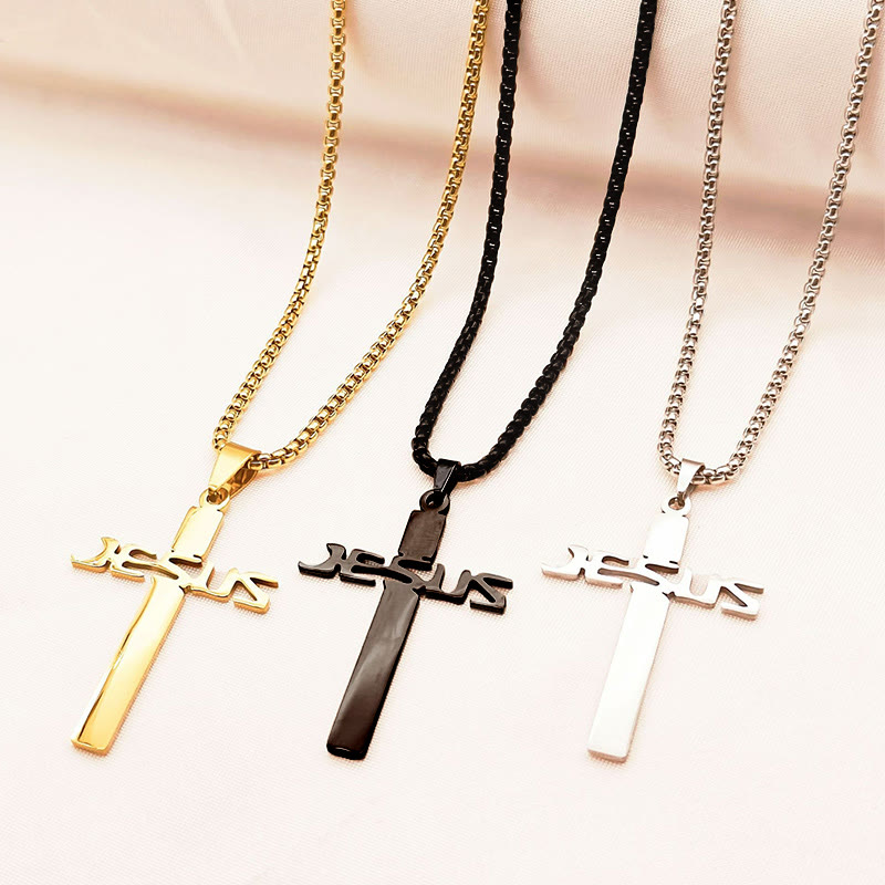 Jesus Hollow Cross Necklace - image 1