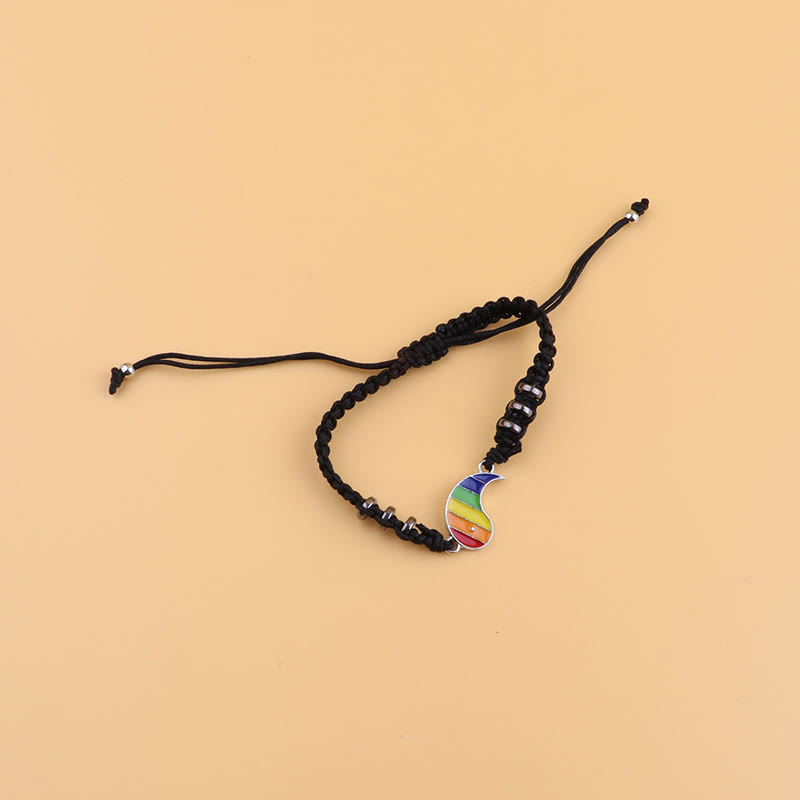 2 Card-mounted Rainbow Color Stitching Hand-woven Adjustable Couple Bracelet Set - image 7