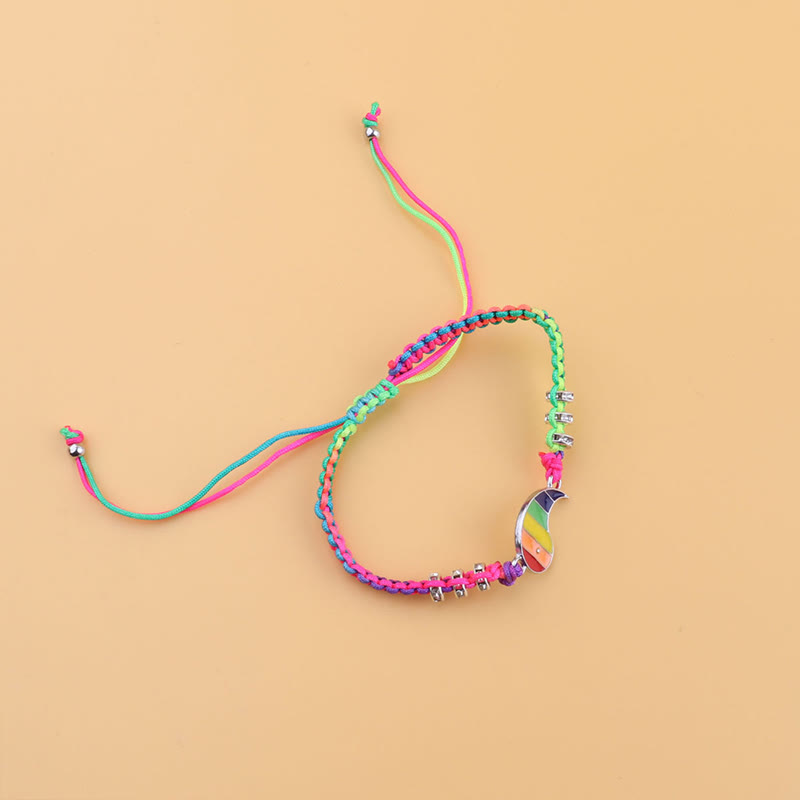 2 Card-mounted Rainbow Color Stitching Hand-woven Adjustable Couple Bracelet Set - image 6