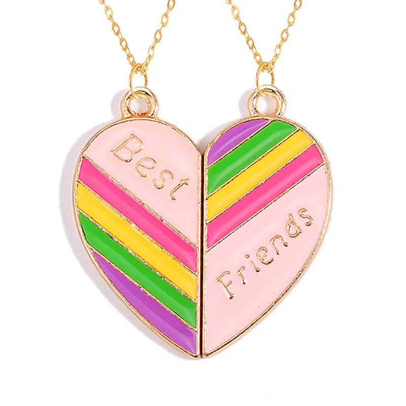Best Friends Magnet Attraction Heart Stitching Necklace Set - Pink - one size - image 2
