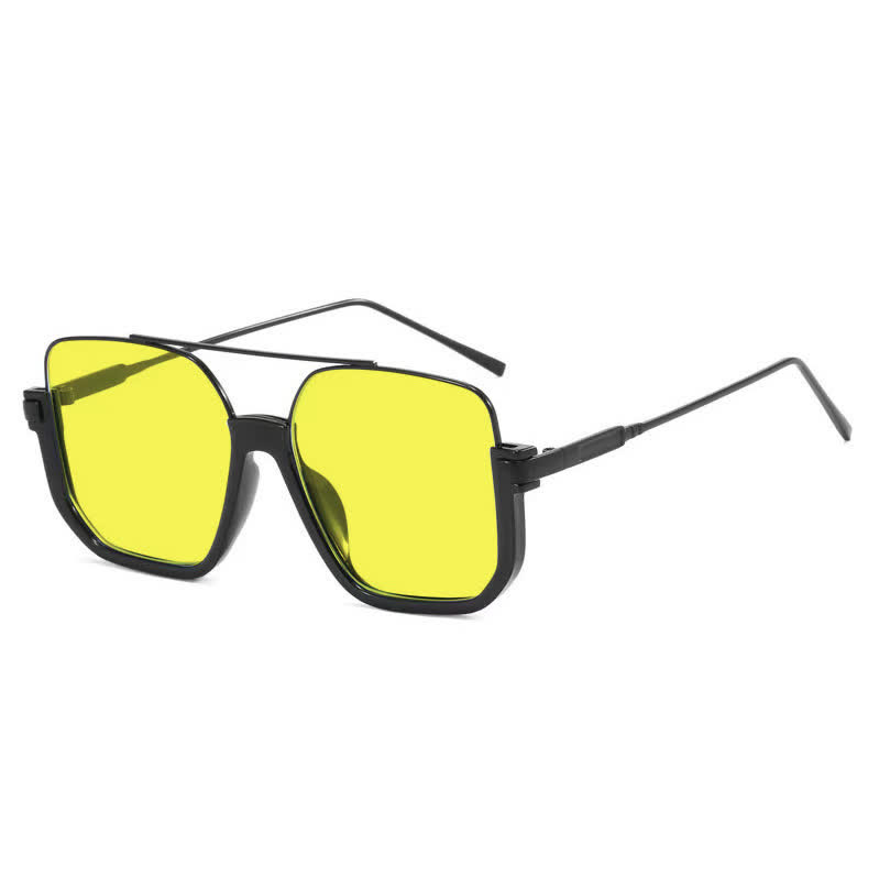 Spykay™ SG60691 Unisex Double Bridges Square Frame Semi-Rimless Sunglasses - Black/Yellow - image 18