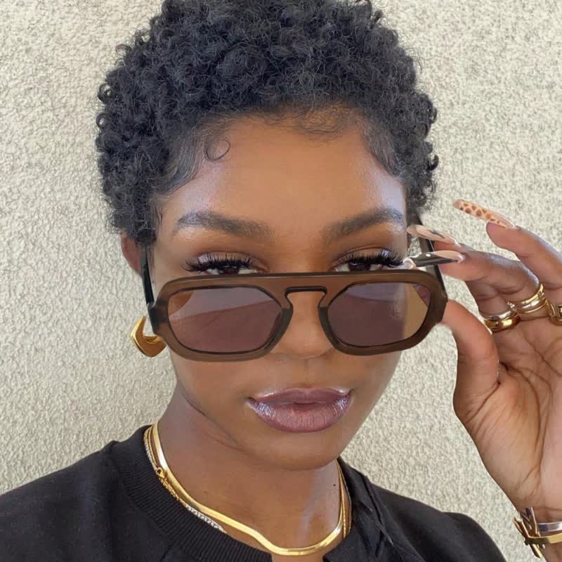 Spykay™ SG60722 Square Frame Leopard Print Cycling Aviator Sunglasses - Brown - image 28