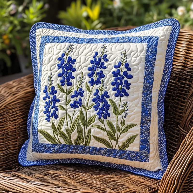 Pastoral Texas Bluebonnet Quilted Pillowcase - Multicolor - 22*22inch - image 1