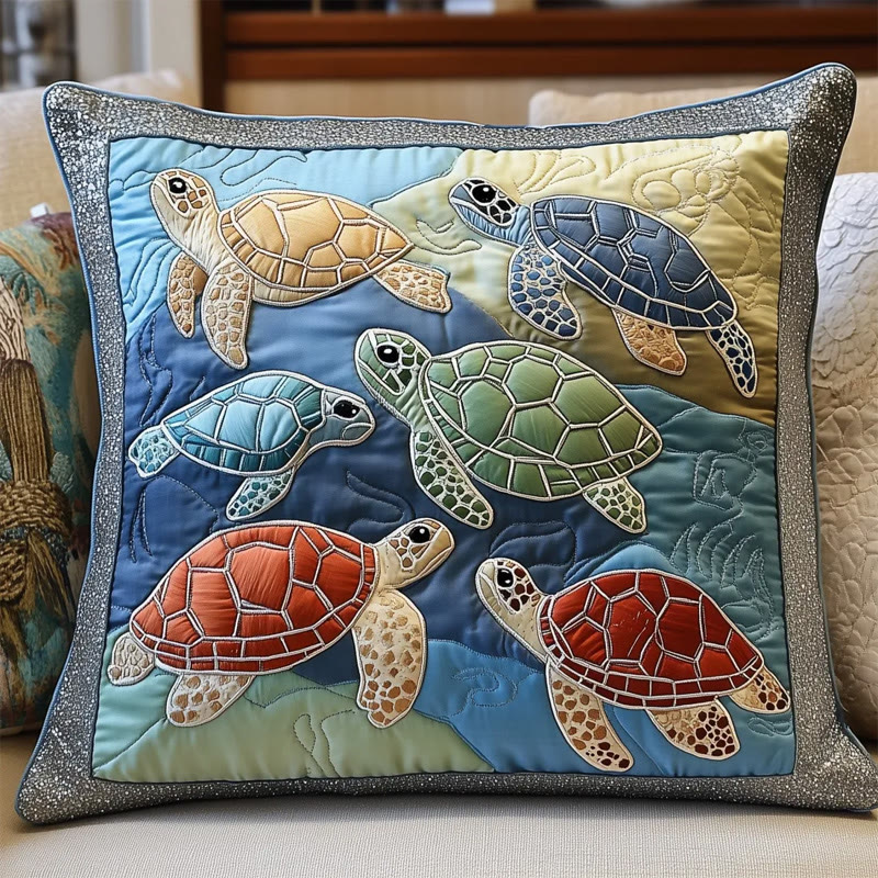 Ocean Free Turtles Quilted Pillowcase - Multicolor - 22*22inch - image 1