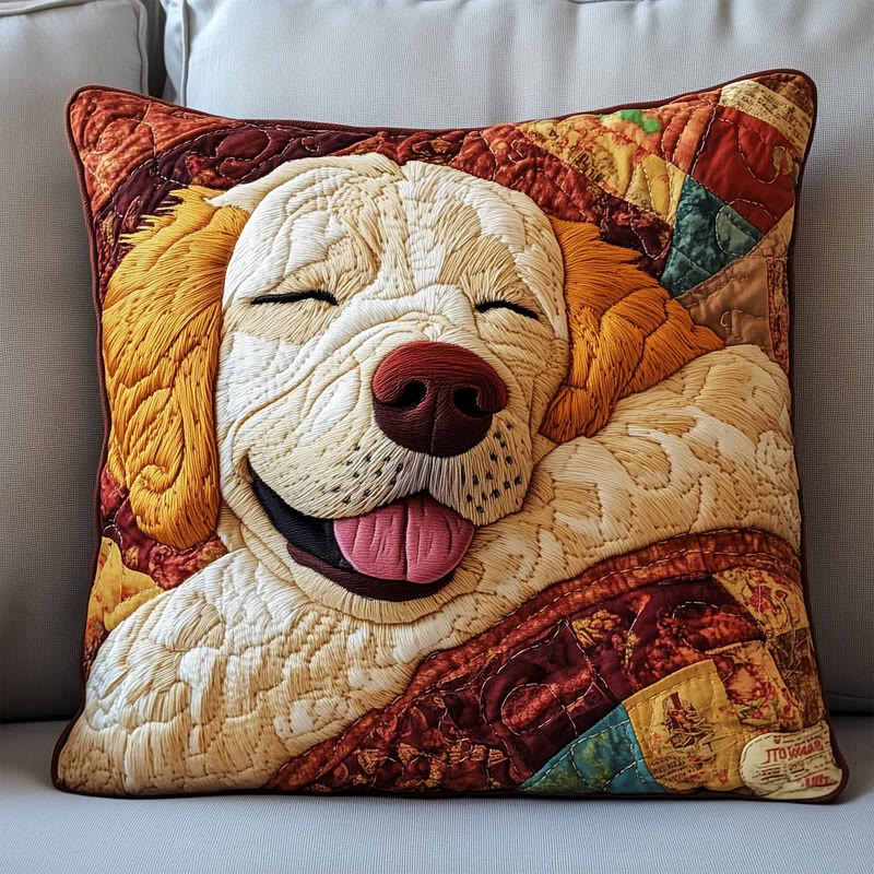 Cute Sleeping Puppy Quilted Pillowcase - Multicolor - 22*22inch - image 1