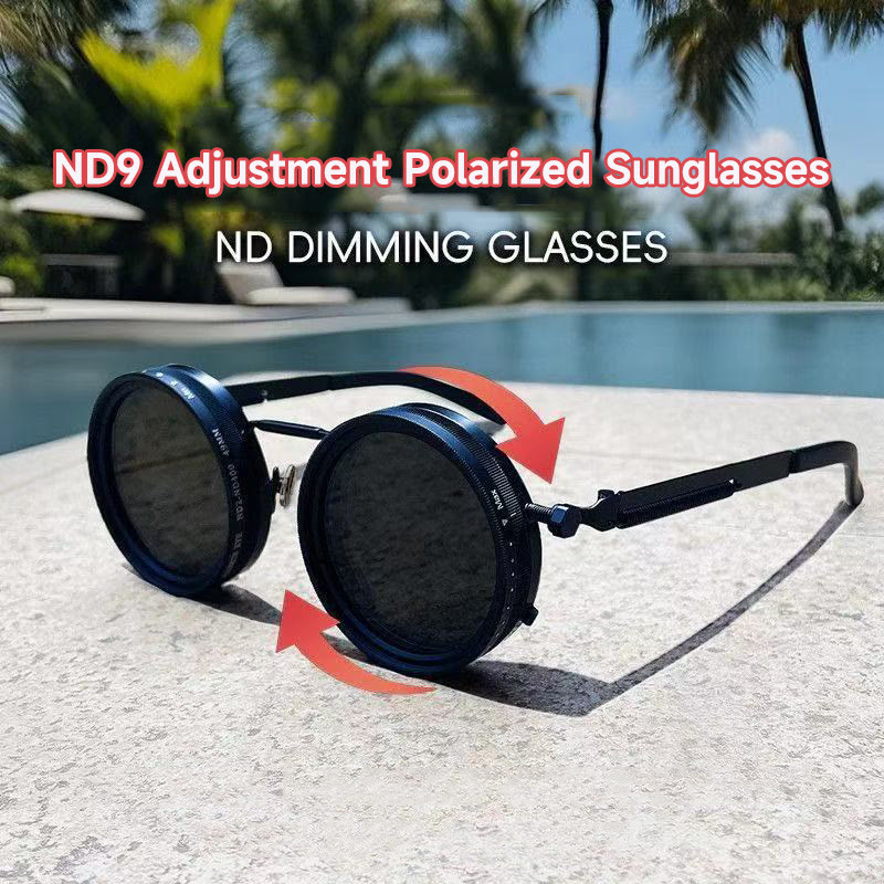 Polarized Round Sunglasses ND9 Adjustable Dimming Sun Glasses - image 1