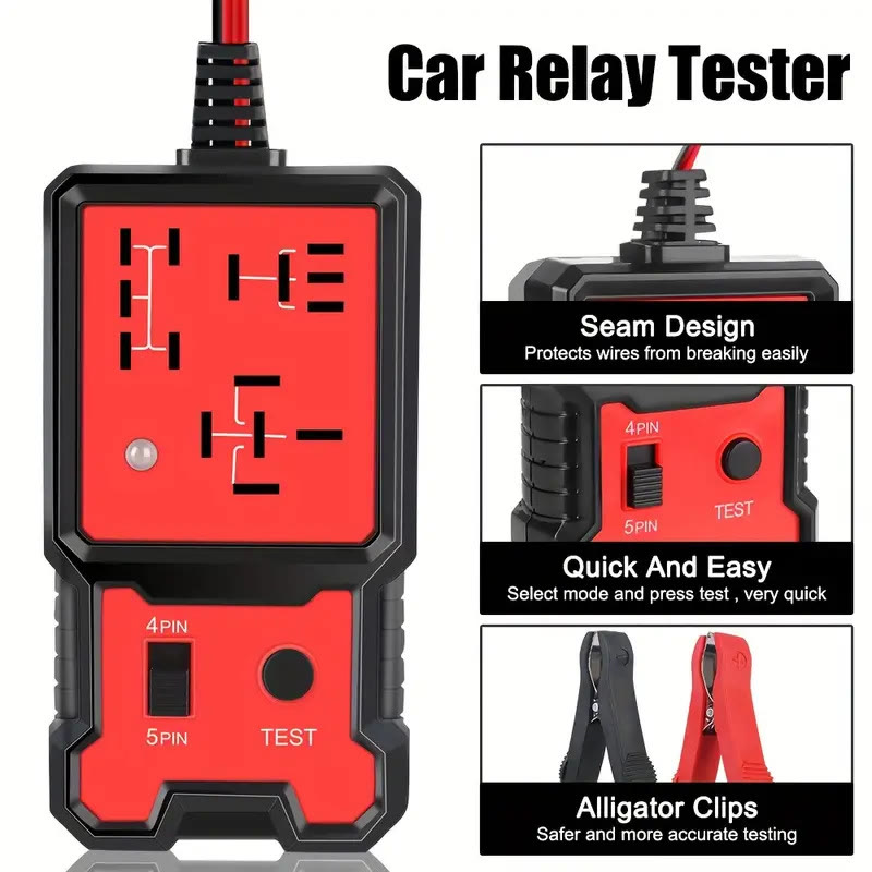 Automotive Relay Tester Tool for summer, 12V/24V Car Relay Tester - Black - image 1