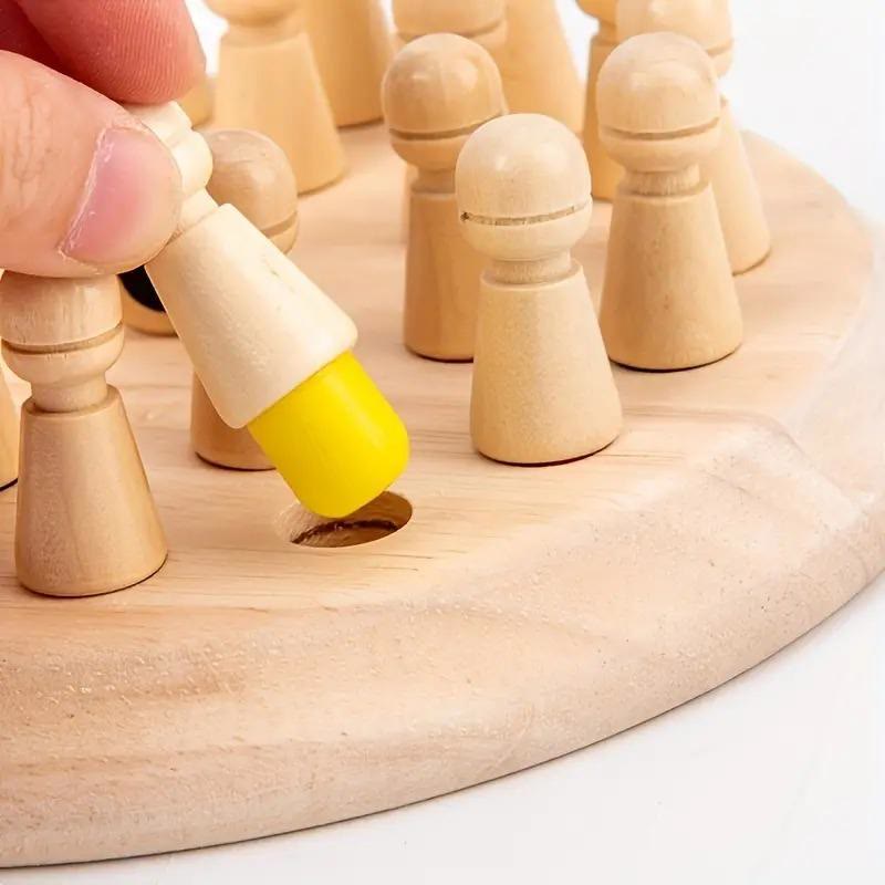 Educational Wooden Memory Chess Puzzle Family Strategy Board Game  - image 3