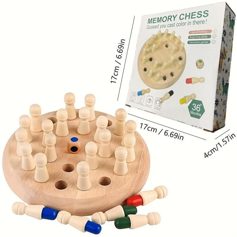 Educational Wooden Memory Chess Puzzle Family Strategy Board Game  - 15*5*15.5*1.6cm - image 1