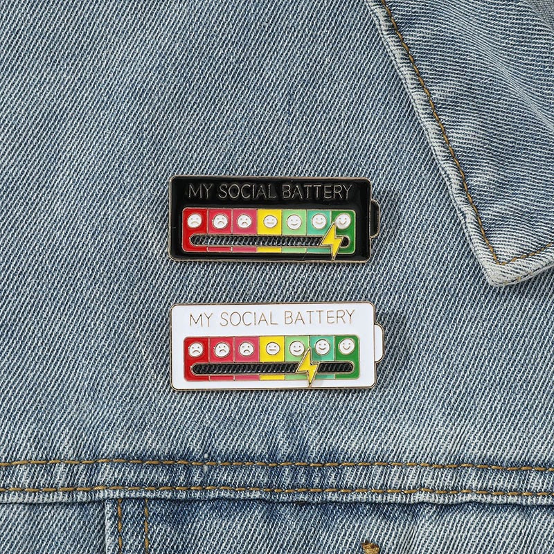 Mood-shifting "social Battery" Slider Pin — Metal Badge Accessory - image 2