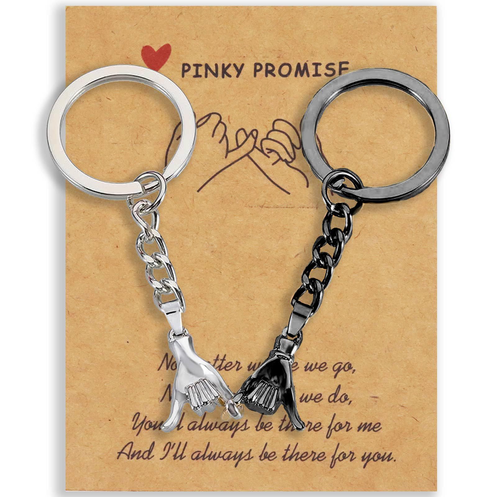 2pcs Pinky Promise Matching Keychains Mother's Day Gift for Mom & Daughter - Silver + Black - image 9