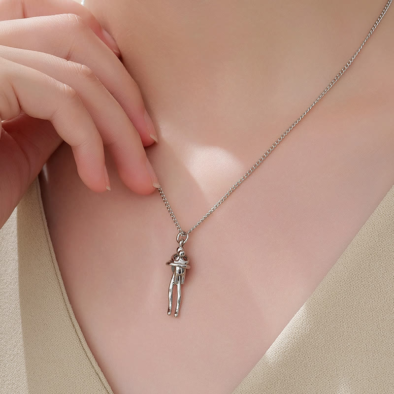The child holds the necklace, a two-color pendant as a Mother's Day gift - Silver - image 3