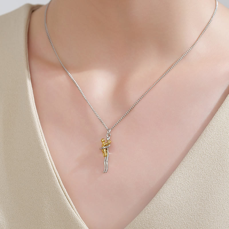 The child holds the necklace, a two-color pendant as a Mother's Day gift - Golden - image 2