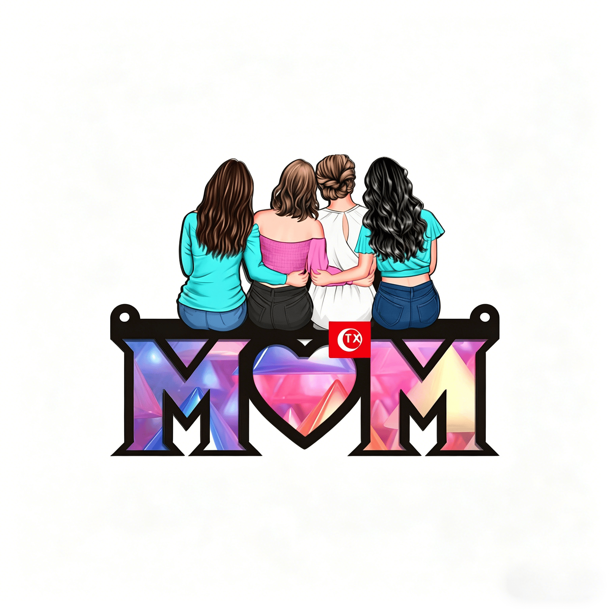 Grandma Mom And Children Sitting On The Moon - Personalized Window Hanging Suncatcher Ornament - D - 16cm - image 4