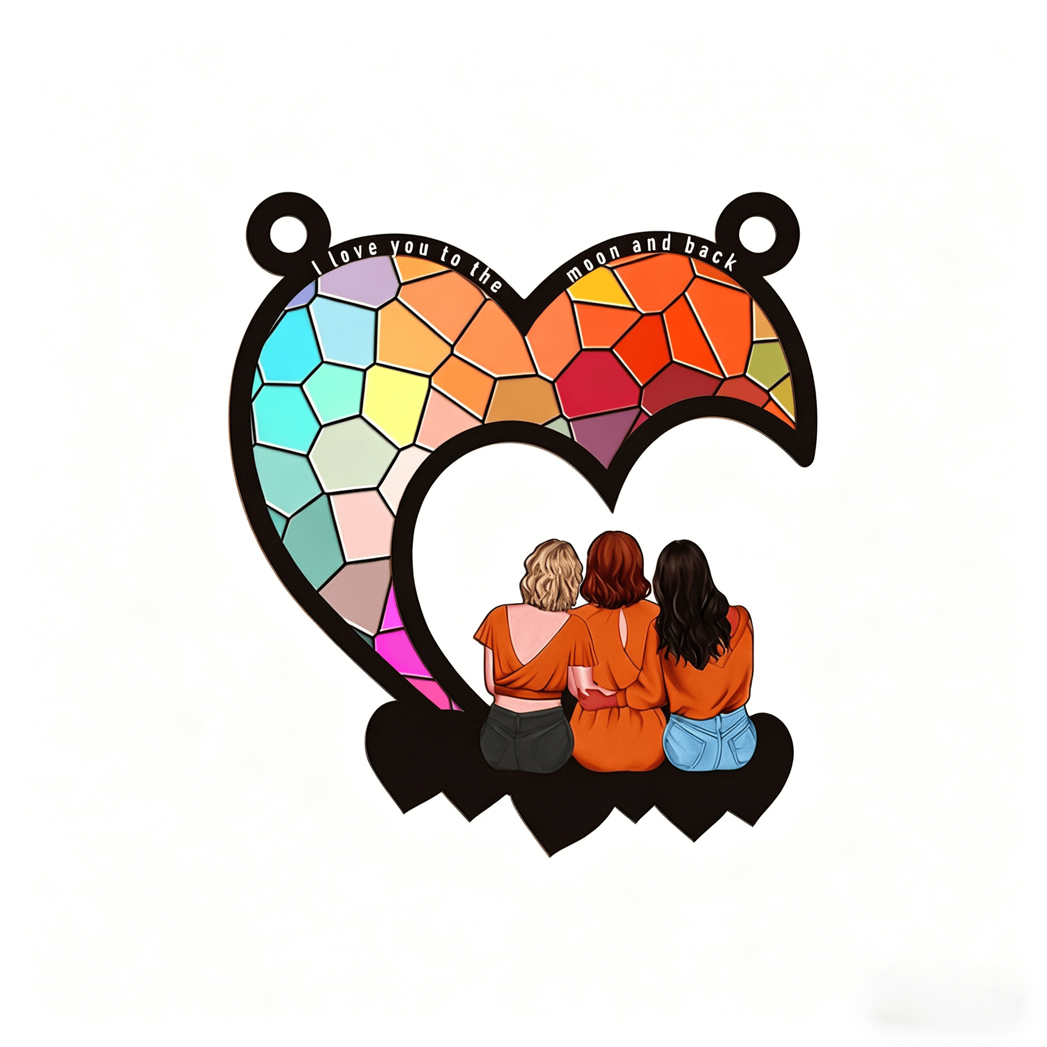 Grandma Mom And Children Sitting On The Moon - Personalized Window Hanging Suncatcher Ornament - F - 16cm - image 6