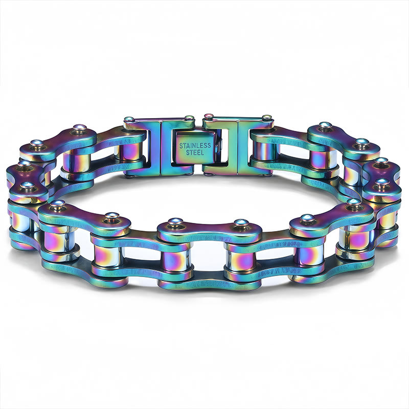 Men's Motorcycle Chain Bracelet - Punk Biker Stainless Steel Bicycle Link Bracelet  - Multicolor - image 2