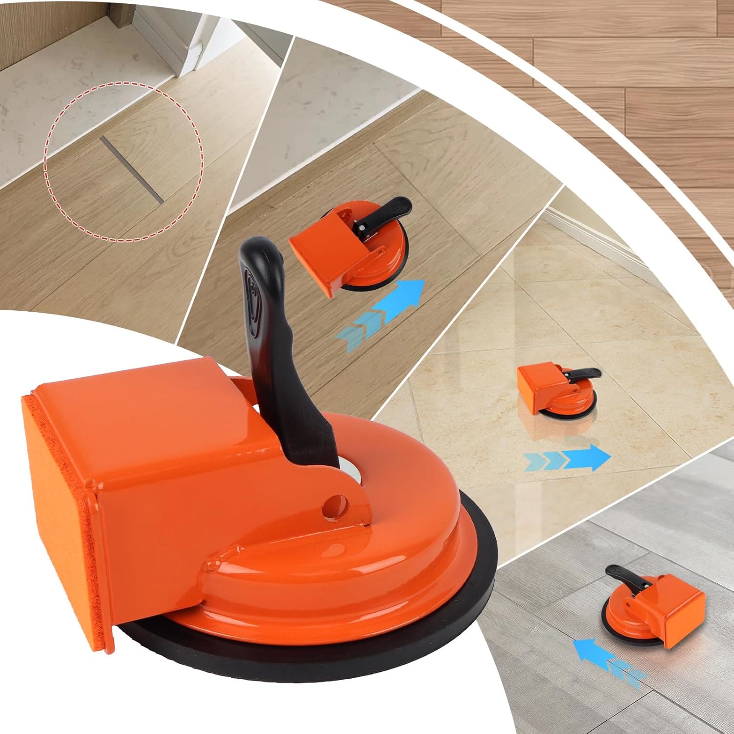 Floor Gap Fixing Tool - Enhanced Suction Cup & Sticky Pads for Laminate, Vinyl, Wood Floor Repairs - Orange - image 1