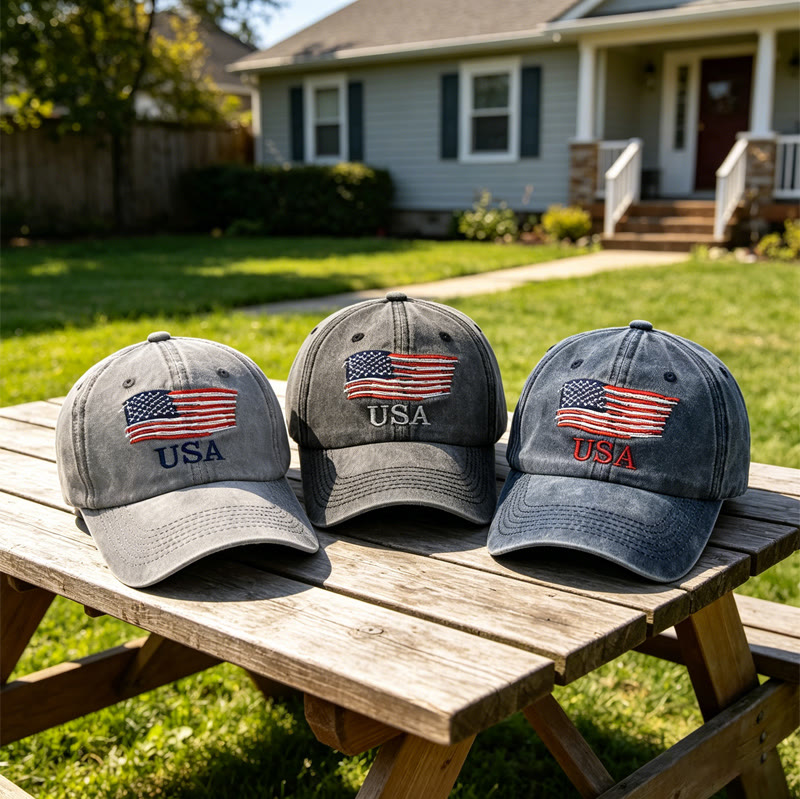 Unisex Independence Day Distressed Embroidered American Flag Baseball Cap - image 1