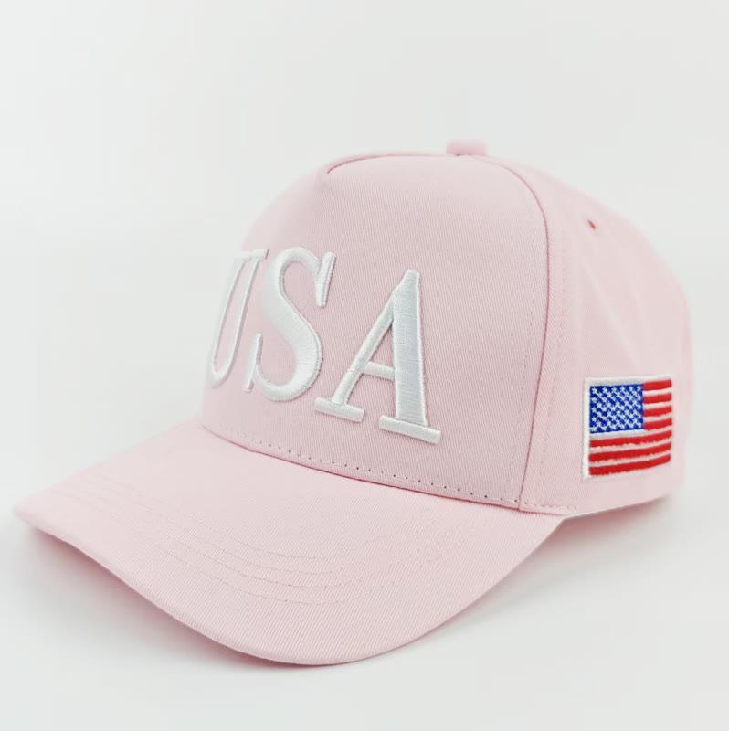 Unisex Independence Day Embroidered Usa Flag Baseball Cap - Pink - 54-60cm - image 4